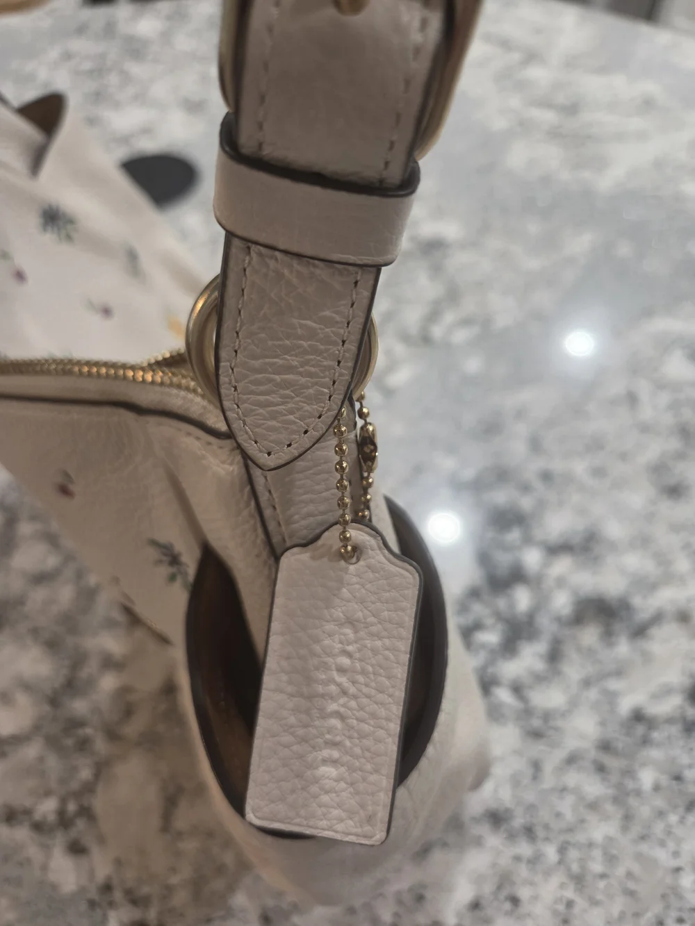 Coach Floral Print Cream Leather Shoulder Bag - Picture 13 of 16